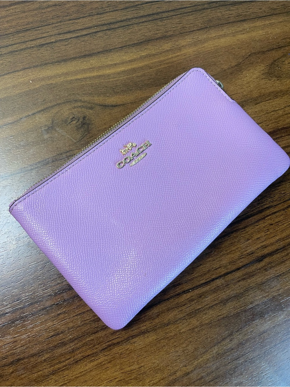 Coach Purple Wallet w/ Logo Accents, Credit Card Slots Wrist Strap Not Included